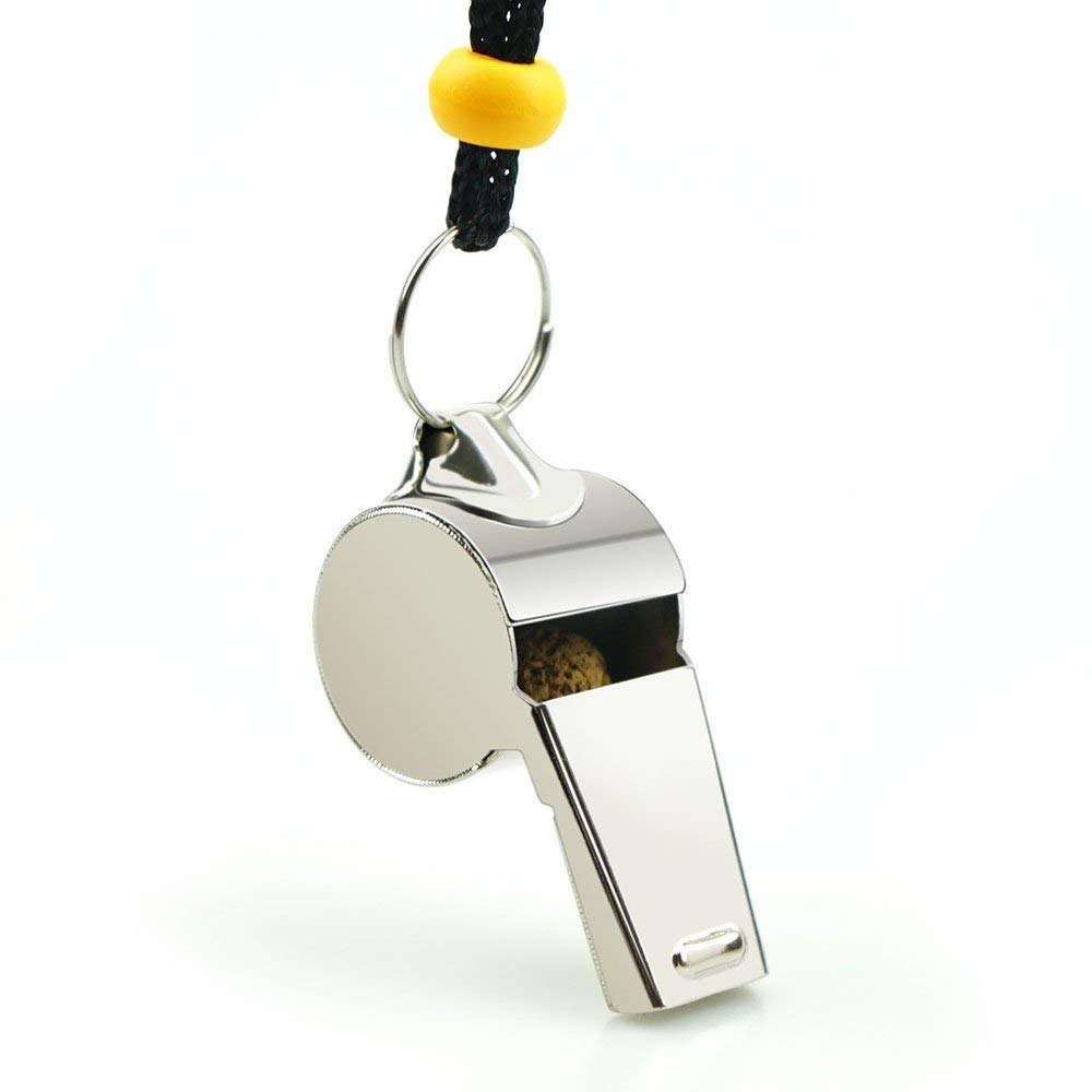 Whistle, 2 Pack Stainless Steel Sports Whistles with Lanyard, Loud Crisp Sound Whistles Great for Coaches, Referees, and Officials
