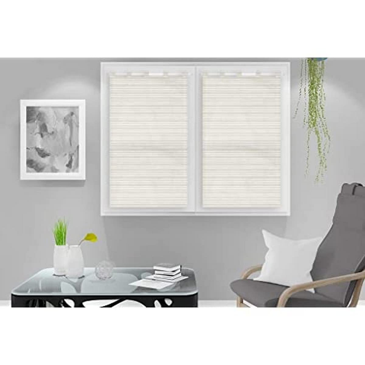 Soleil d'ocre Lina Half Curtain, Polycotton, White, 60 x 120 cm