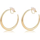 LAXPICOL Chunky Gold/Silver/Rose-gold Hoop Earrings Clip On Earrings For Women No-piercing