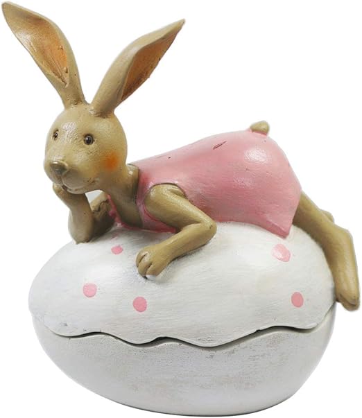 Easter Bunny Egg Figurine Spring Easter Pink Bunny Egg