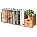 MyGift Natural Bamboo Wood Expandable Dorm Desk Bookshelf, Desktop Book Organizer with 2 Pull Out Storage Drawers and Small Display Shelf