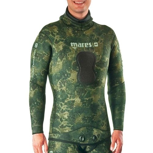 Mares Pure Instinct 3mm Spearfishing Freediving Wetsuit Jacket, Green Camo, S3 Medium