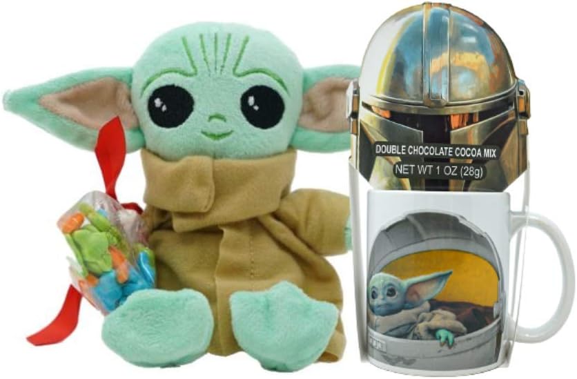 Star Wars Gift Set Baby Yoda Plush Toy, The Child Mug and Candy, Great Gift for Mandalorian Loving Friends and Family, 8 Inch