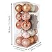 Valery Madelyn 40ct 80mm Trendy Rose Gold Shatterproof Christmas Ball Ornaments Decoration,40 Pcs Metal Hooks Included,Themed with Tree Skirt(Not Included)