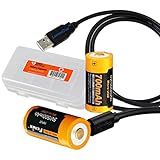 TWO PACK: Fenix ARB-L16-700U USB Rechargeable 700mAh High-Capacity 16340 (RCR123A) Batteries (2x) with LumenTac USB Charging Cable & LumenTac Battery Organizer