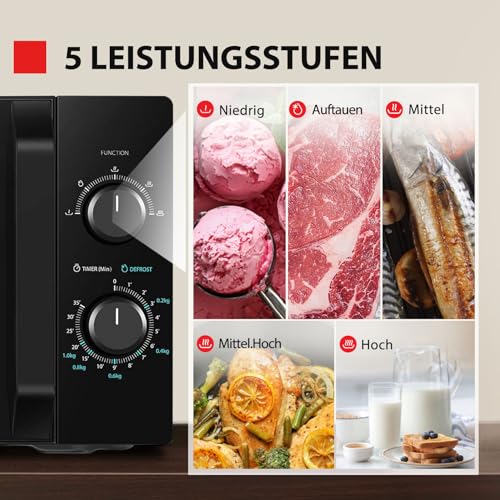 Toshiba MW2-MM20PF(BK) Mikrowelle/Solo-Mikrowelle / 20L / 800W / 5 Leistungsstufen mit praktischer Auftaufunktion/LED-Beleuchtung im Innenraum/Schwarz thumbnail 2