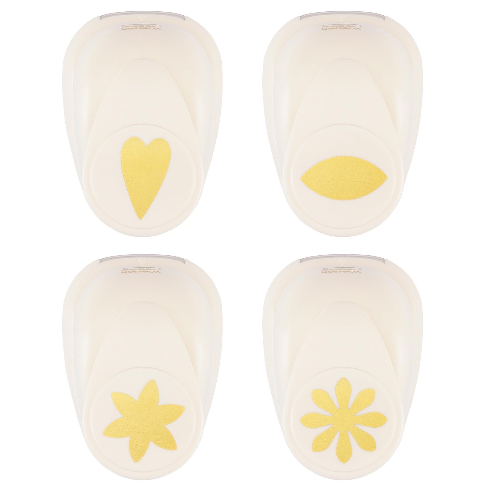 Vaessen Creative Craft Paper Punch - Flowers - 4 Pcs - Various Sizes - Circle Cutter for Crafting and Card Making - Heart, Petal, Flower, Daisy — image 1
