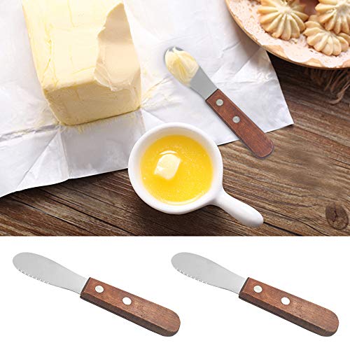 image for 8 Pack Stainless Steel Straight Edge Wide Butter Spreader with Wood Ha