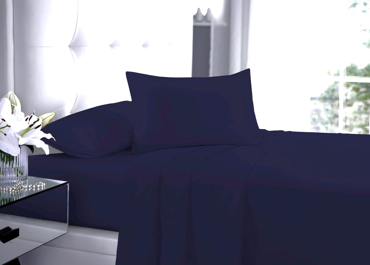 Laam linen Ultra Soft & Durable Pillow Protectors Pack of 2 Envelope 100% Polycotton Pillowcases Plain Pillow Case Cover For Bedroom (Navy) — image 1