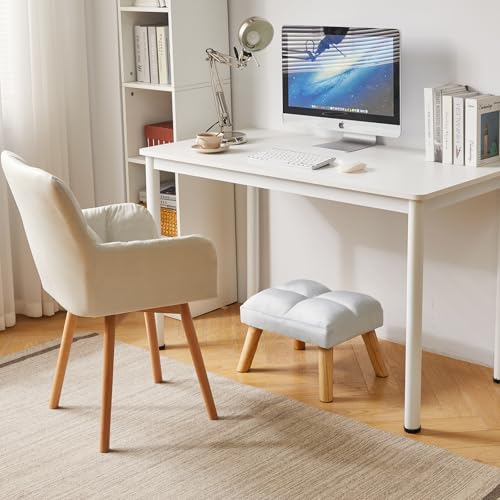 YMYNY FOOTSTOOL, SMALL OTTOMAN STOOL CHAIR WITH WOODEN LEGS, MODERN PADDED SOFA SEAT FOOT REST STOOL, VELVET FOOT STOOL, SOFA FOOTREST FOR LIVING ROOM ENTRYWAY 15.74″D×11.81″W×10.62″H BLUE UHBD032H