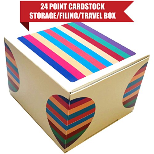 Debra Dale Designs - 110# Color Bar Ruled Index Cards - 3x5 Inches - 24 Point Cardstock Storage Filing Box - Plus 10 Matching Index Card Extra Thick Divider Sheets - Complete Study Learning System