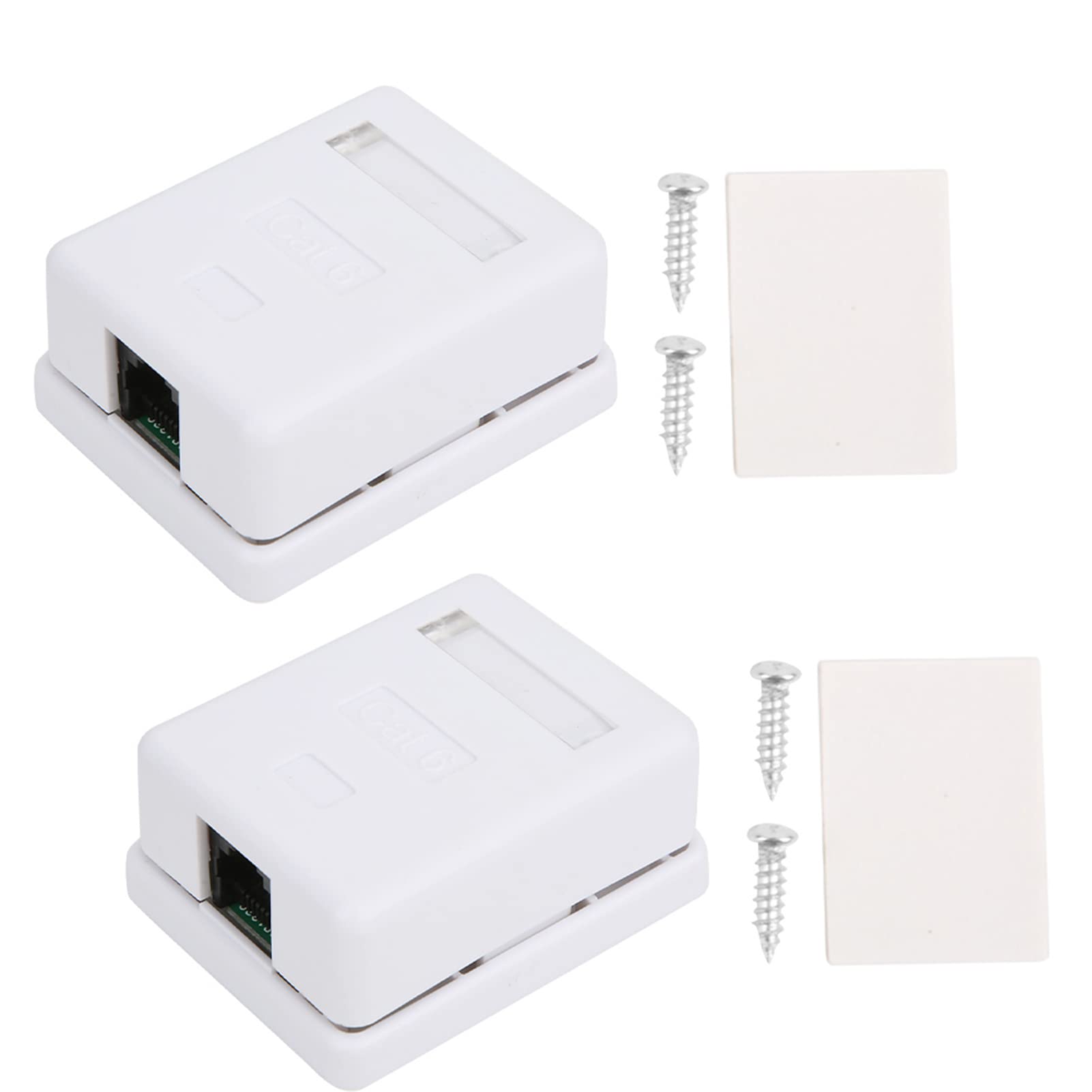 2Pcs Cat6 RJ45 Surface Mount Box Single Port Desktop Network Junction Box for Ethernet Cable Management with ABS Material Electrical Housing