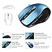 Wireless Mouse, 2.4G 2400DPI Ergonomics Cordless Mouse with USB Receiver, Finger Rest, 5 Adjustable DPI Levels, Mobile USB Mice for Chromebook Notebook MacBook Laptop Computer PC, Blue (D-09)