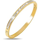 BYETOCE 18K Gold Plated Rings Bracelets for Women Trendy Bracelet with Ring Jewelry Set Oval Bangle Simple Cubic Zirconia Stones Bangle Cuff and Rings Jewelry Gift for Women