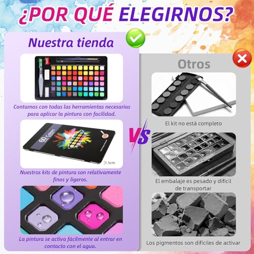 LSHSXPX Acuarelas Profesionales, 60 Colores, Pintura de Acuarela, Adecuado para Principiantes y Artistas Avanzados