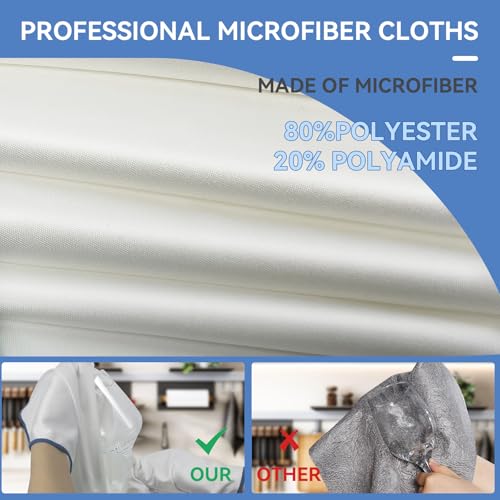 Foyer Nuage 2 x Pro Microfibre Glass Cloths, Streak-free Cleaning for Windows, Glass, Extremely Absorbent, Large Non-Lint Polishing Cloths (White, 65 x 50 cm, 2 Pieces)