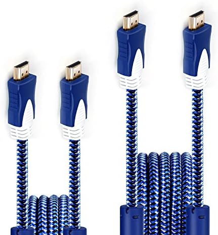 HDMI Cable 10ft&amp;5ft- Boxeroo HDMI Braided Cord 2Pack-Gold Plated Connectors - Ethernet, Audio Return - Video 4K 2160p, HD 1080p, 3D - Xbox PlayStation PS3 PS4 PC Apple TV