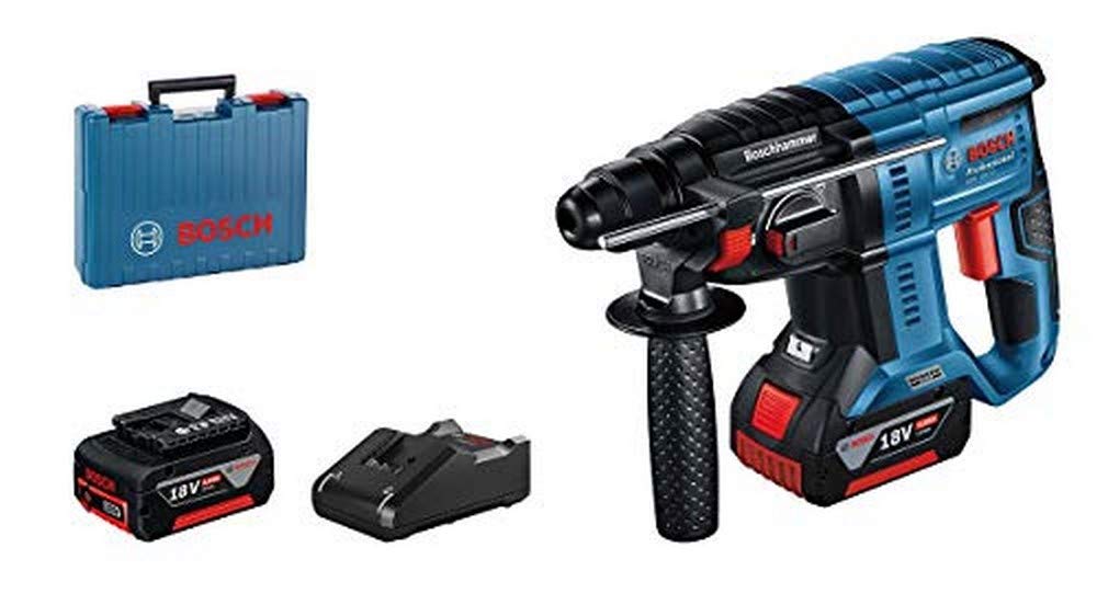 Bosch Professional 18V System Cordless Rotary Hammer GBH 18V-21 (incl. 2X GBA 4.0Ah Batteries, GAL 18V-40 Charger, Machine Cloth, Carrying Case)