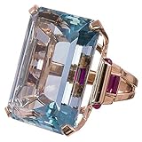 FEDULK 2019 New Aquamarine Ring for Women Wedding Emerald Colourful Rings Gifts Lover Couples(B, 7)