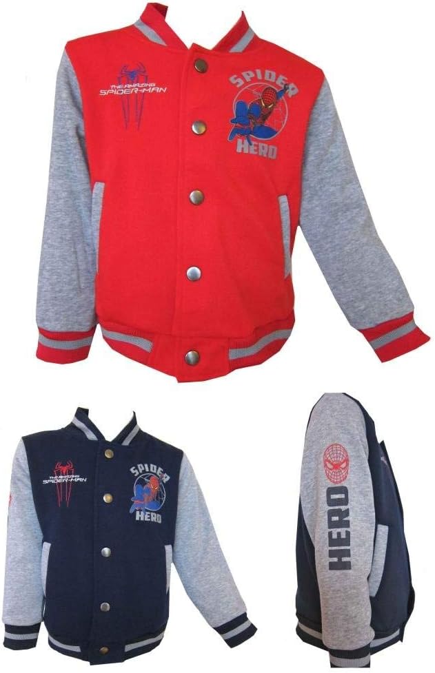 Spiderman Baseball Jacket Boys Marvel Spiderman Boys Fleece Ages 2,3,4,5 or 6 Years