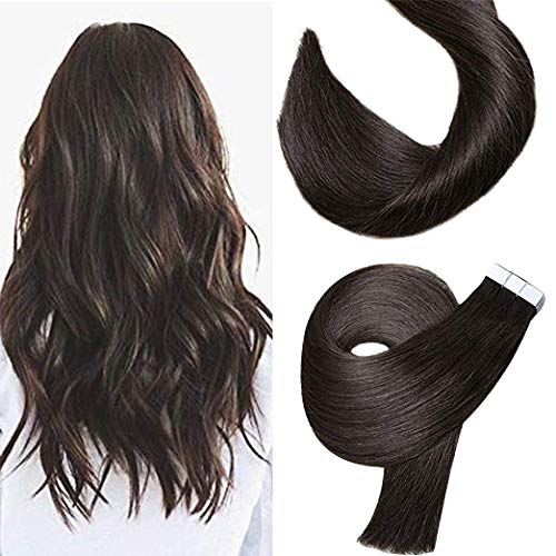 Amazon Com Polestar Hair Tape In Human Hair Extensions 20pcs Seamless Silky Straight Weft Dark Brown Color Remy Virgin Hair 16inches 2 Beauty