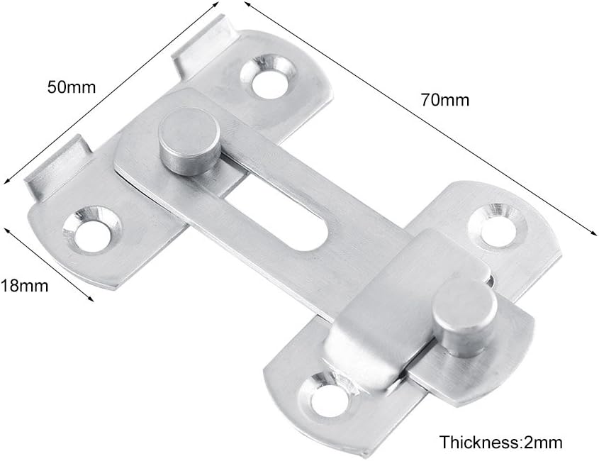 Walfront Stainless Steel Sliding Door Hasp Latch Lock for Window Cabinets Fitting Room Accessories, Silver - Image 3