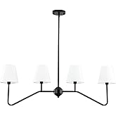 9MMML 39" 4 Arms Kitchen Island Lighting,4 Lights Dining Room Chandelier,Black Body + Fabric Shade Fixture for Hallway Entryw