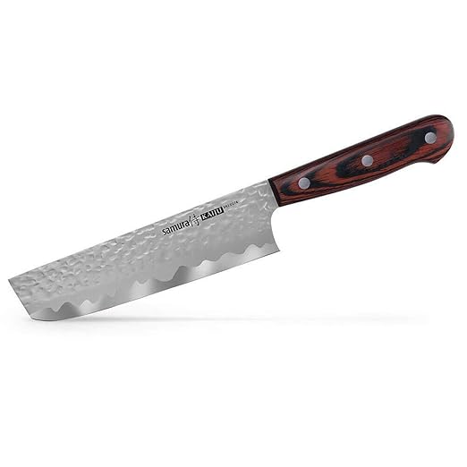 Samura Kaiju Nakiri Küchenmesser, 16,7 cm Edelstahlklinge, Hartholzgriff, SKJ074