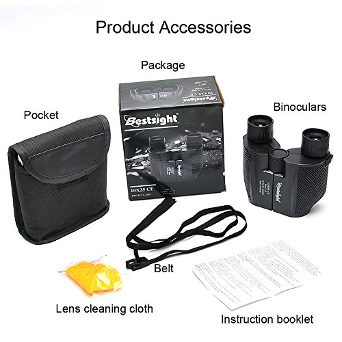 Folding Binoculars for Bird Watching 10x25 High Powered Magnification Compact Binoculars for Adults Kids Outdoor Shooting,Hunting,Astronomy,Sports and Concerts