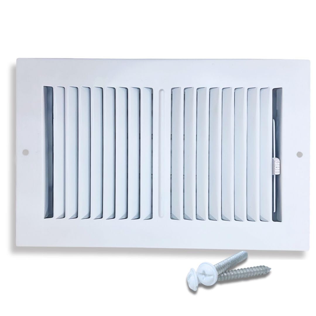 Photo 1 of Ceiling Vent Register 14 x 6 by Sierra Grates | Steel 2-Way Adjustable Air Supply Diffuser Grille for Sidewall | White HVAC Vent Cover | Air Vents for Ceiling | Outer Dimensions 15.75" x 6.75