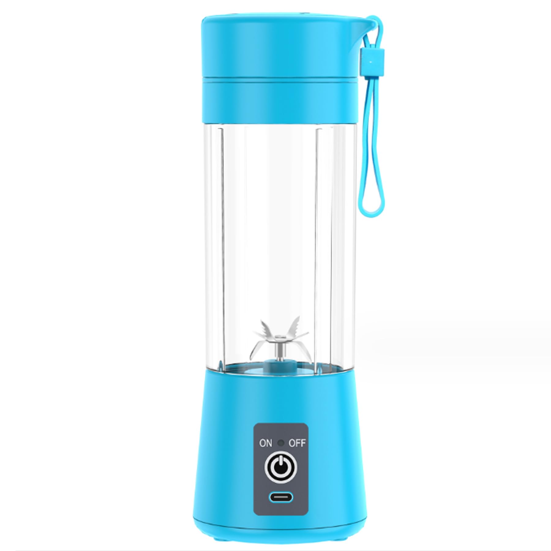 Portable Blender Mini Blenders Smoothies Shakes Juicer Cup USB Rechargeable Six Blades in 3D for Superb Mixing 380mL Blue