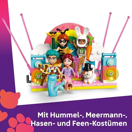 Friends Kostümparty mit Einhorn und Fee - Spielzeug für Mädchen ab 6 Jahren - Bühne, DJ-Pult, 4 Minipuppen, der Katze Churro und Einer Pferdefigur sowie lustigem Zubehör - Geschenkidee - 42661