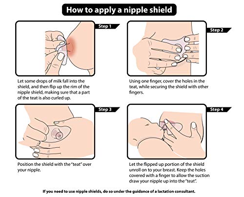 24mm Nippleshield with Carrying Case | Pack of 6-4 Nipple Shields with 2 Storage Cases | Breast Feeding Essentials - Protects Sore Nipples | Latch Assist for Flat or Inverted Nipples