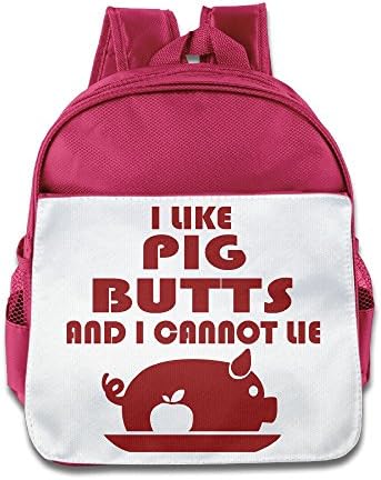 LINNA Funny I LIke Pork Butts And I Cannot Lie Kids School Bagpack Bag For 1-6 Years Old Pink