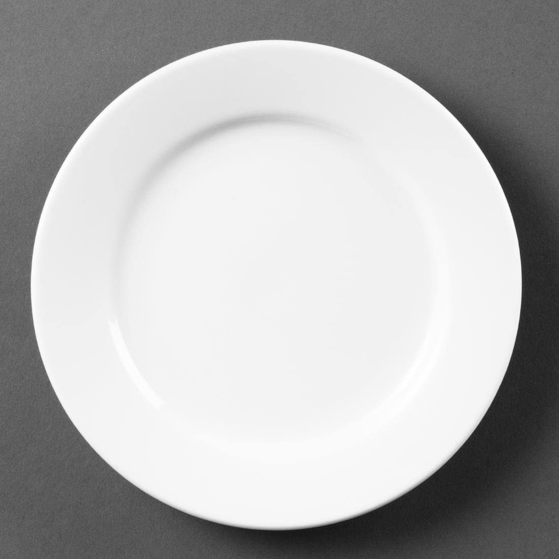 Olympia Whiteware Wide Rimmed Plates 165mm (12 Pack) - Catering Dinnerware, Serving Dishes Set CB478