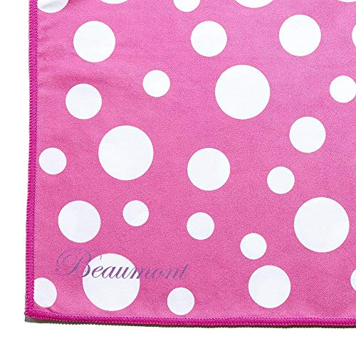 Beaumont Pink Polka Dot Musical Polishing & Cleaning Patterned Instruments Trumpet Clarinet Sax Flute Recycled Microfibre Cleaning Cloth Brass Silver 40 x 30 cm (BFC4030-PP)