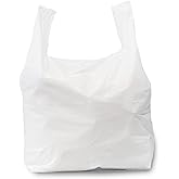 100 Pack - Jumbo (LARGE) T-Shirt Shopping/Trash Bags - 17" x 8" x 29" - 18 Microns Thick