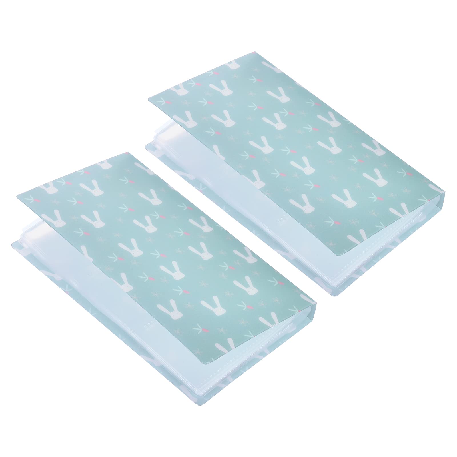 PATIKIL Business Card Holder, 2 Pack Plastic Portable Cards Binder Organizer with 120 Card Slots for Cards Storage, Light Green