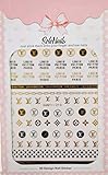 Solo Nails Luxury LV Brand Inspired Gold Silver Metallic 3D Design DIY at Home Self adhesive Kit for Girls Tip Salon Nail Art Stickers Gift for Her (Gold)