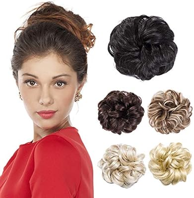 Melodysusie Hair Bun Extensions Wavy Curly Messy Donut Synthetic