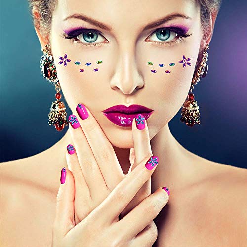 6400pcs Nail Art Rhinestones Nail Crystal Gems Nail Diamonds, Gold Silver Nail Art Studs Colorful Nail Sequins & Rhinestones for Nails Kit with Tweezers and Wax Pen for Nail Art Supplies Accessories