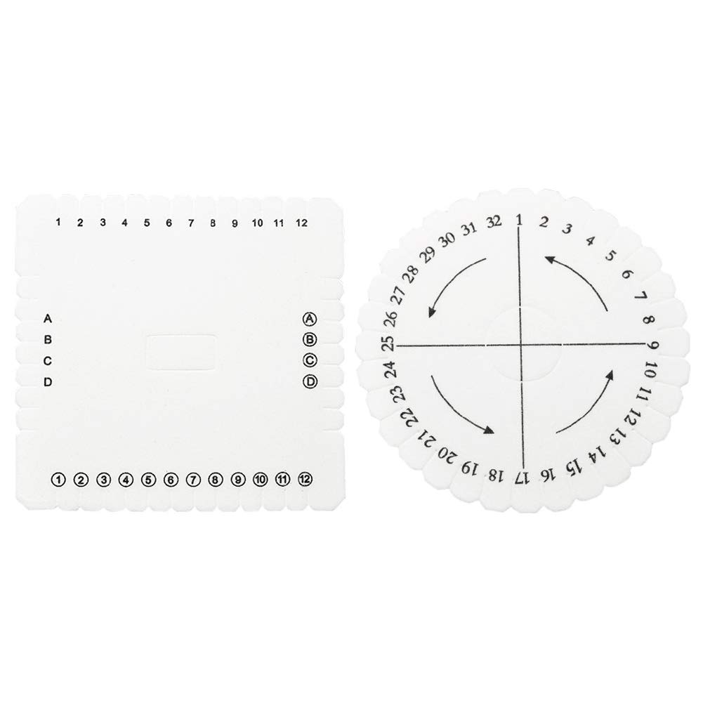 2pcs Kumihimo Disk Macrame Braided Cord String Bracelet Handmade Weaving Disk(Round+Squares)