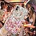 Mavis's Diary iPhone X Case, iPhone Xs Case, Full Edge Protective Plastic Case, 3D Handmade Crystal Clear Bling Pink and White Diamonds Shiny Rhinestone Double Heart Hard PC Cover for iPhone X/Xs