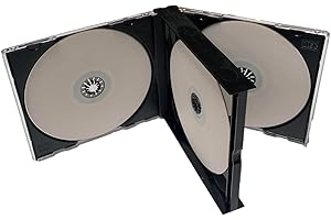 TodoMedia Chubby 24mm Triple (3-Disc Capacity) CD Jewel Case, 24mm CD Jewel Case for CD & DVD Discs with 3-Disc Capacity with Clear Outer Cover and Black Disc Tray (10-Pack)
