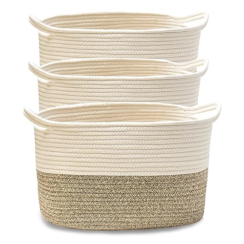 JIA QAQ Square Cotton Rope Samll Baskets With