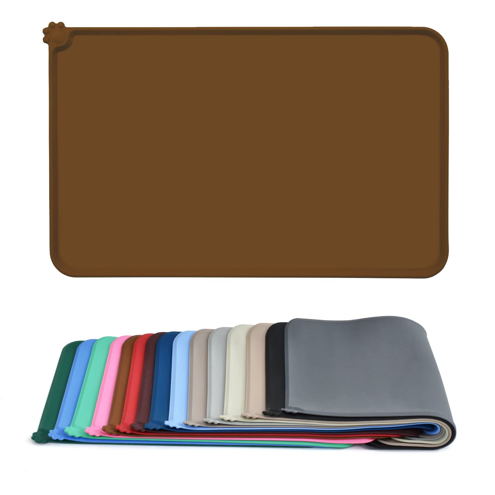 AUDWUD Silicone Waterproof Dog Cat Pet Feeding Mats,Anti Slip Pet Bowl Mats,Pet Feeding Mat