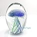 SunRise Hand Blown Glass - Jellyfish Paperweight, Glow in The Dark Glass with Multi-Color Light Base (Teal,)