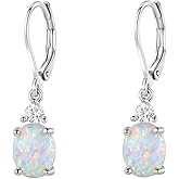 GEMSME White Gold Plated Teardrop Opal Dangle Earrings For Women