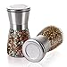 Premium Salt and Pepper Grinder Set With FREE BONUS Stand - Improved Elegant Brushed Stainless Steel With Adjustable Coarseness, Salt and Pepper Shakers, Easy To Fill, Best Gift Idea!