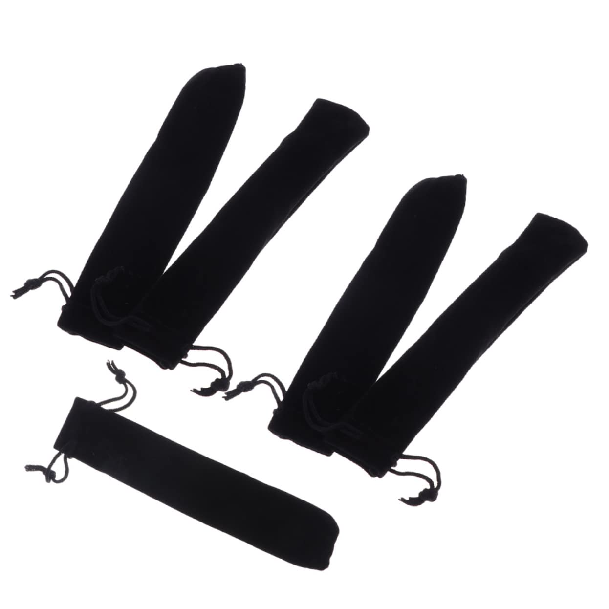 STOBOK Velvet Pen Pouch Slim Drawstring Pencil Bag 6.30 Inch Flannelette Sleeve Single Pen Storage Organizer for School Office Use